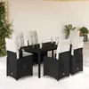 Image de vidaXL Ensemble de bistro de jardin 7 pcs coussins noir poly rotin