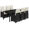 Image de vidaXL Ensemble de bistro de jardin 7 pcs coussins noir poly rotin