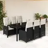 Image de vidaXL Ensemble de bistro de jardin 7 pcs coussins noir poly rotin