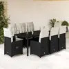 Image de vidaXL Ensemble de bistro de jardin 9 pcs coussins noir poly rotin
