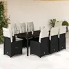 Image de vidaXL Ensemble de bistro de jardin 9 pcs coussins noir poly rotin