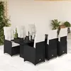 Image de vidaXL Ensemble de bistro de jardin 7 pcs coussins noir poly rotin