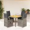 Image de vidaXL Ensemble de bistro de jardin 5 pcs coussins gris poly rotin