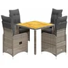 Image de vidaXL Ensemble de bistro de jardin 5 pcs coussins gris poly rotin