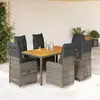 Image de vidaXL Ensemble de bistro de jardin 7 pcs coussins gris poly rotin