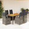 Image de vidaXL Ensemble de bistro de jardin 7 pcs coussins gris poly rotin