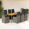 Image de vidaXL Ensemble de bistro de jardin 9 pcs coussins gris poly rotin
