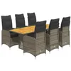 Image de vidaXL Ensemble de bistro de jardin 7 pcs coussins gris poly rotin