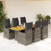 Image de vidaXL Ensemble de bistro de jardin 7 pcs coussins gris poly rotin