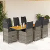 Image de vidaXL Ensemble de bistro de jardin 9 pcs coussins gris poly rotin