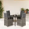 Image de vidaXL Ensemble de bistro de jardin 5 pcs coussins gris poly rotin