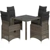 Image de vidaXL Ensemble de bistro de jardin 5 pcs coussins gris poly rotin