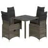 Image de vidaXL Ensemble de bistro de jardin 5 pcs coussins gris poly rotin