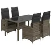 Image de vidaXL Ensemble de bistro de jardin 5 pcs coussins gris poly rotin