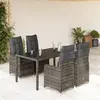Image de vidaXL Ensemble de bistro de jardin 5 pcs coussins gris poly rotin