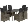 Image de vidaXL Ensemble de bistro de jardin 7 pcs coussins gris poly rotin