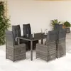 Image de vidaXL Ensemble de bistro de jardin 7 pcs coussins gris poly rotin