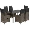 Image de vidaXL Ensemble de bistro de jardin 5 pcs coussins gris poly rotin