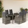 Image de vidaXL Ensemble de bistro de jardin 5 pcs coussins gris poly rotin