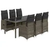 Image de vidaXL Ensemble de bistro de jardin 7 pcs coussins gris poly rotin