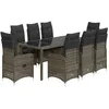Image de vidaXL Ensemble de bistro de jardin 9 pcs coussins gris poly rotin