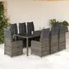 Image de vidaXL Ensemble de bistro de jardin 9 pcs coussins gris poly rotin