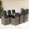 Image de vidaXL Ensemble de bistro de jardin 9 pcs coussins gris poly rotin