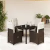 Image de vidaXL Ensemble de bistro de jardin 5 pcs coussins marron poly rotin