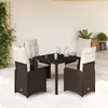 Image de vidaXL Ensemble de bistro de jardin 5 pcs coussins marron poly rotin
