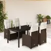 Image de vidaXL Ensemble de bistro de jardin 5 pcs coussins marron poly rotin