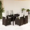 Image de vidaXL Ensemble de bistro de jardin 7 pcs coussins marron poly rotin