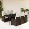 Image de vidaXL Ensemble de bistro de jardin 7 pcs coussins marron poly rotin