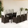 Image de vidaXL Ensemble de bistro de jardin 9 pcs coussins marron poly rotin