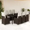 Image de vidaXL Ensemble de bistro de jardin 9 pcs coussins marron poly rotin