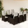 Image de vidaXL Ensemble de bistro de jardin 7 pcs coussins marron poly rotin