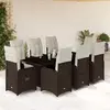 Image de vidaXL Ensemble de bistro de jardin 9 pcs coussins marron poly rotin