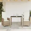 Image de vidaXL Ensemble de bistro de jardin 3 pcs coussins beige poly rotin