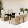 Image de vidaXL Ensemble de bistro de jardin 7 pcs coussins beige poly rotin