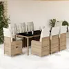 Image de vidaXL Ensemble de bistro de jardin 9 pcs coussins beige poly rotin