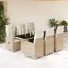 Image de vidaXL Ensemble de bistro de jardin 7 pcs coussins beige poly rotin