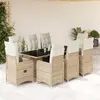 Image de vidaXL Ensemble de bistro de jardin 9 pcs coussins beige poly rotin
