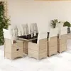 Image de vidaXL Ensemble de bistro de jardin 9 pcs coussins beige poly rotin