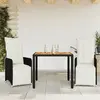 Image de vidaXL Ensemble de bistro de jardin 3 pcs coussins noir poly rotin