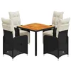 Image de vidaXL Ensemble de bistro de jardin 5 pcs coussins noir poly rotin