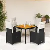 Image de vidaXL Ensemble de bistro de jardin 5 pcs coussins noir poly rotin