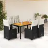 Image de vidaXL Ensemble de bistro de jardin 7 pcs coussins noir poly rotin