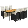 Image de vidaXL Ensemble de bistro de jardin 7 pcs coussins noir poly rotin