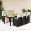 Image de vidaXL Ensemble de bistro de jardin 7 pcs coussins noir poly rotin