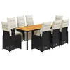 Image de vidaXL Ensemble de bistro de jardin 9 pcs coussins noir poly rotin