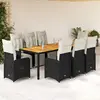 Image de vidaXL Ensemble de bistro de jardin 9 pcs coussins noir poly rotin
